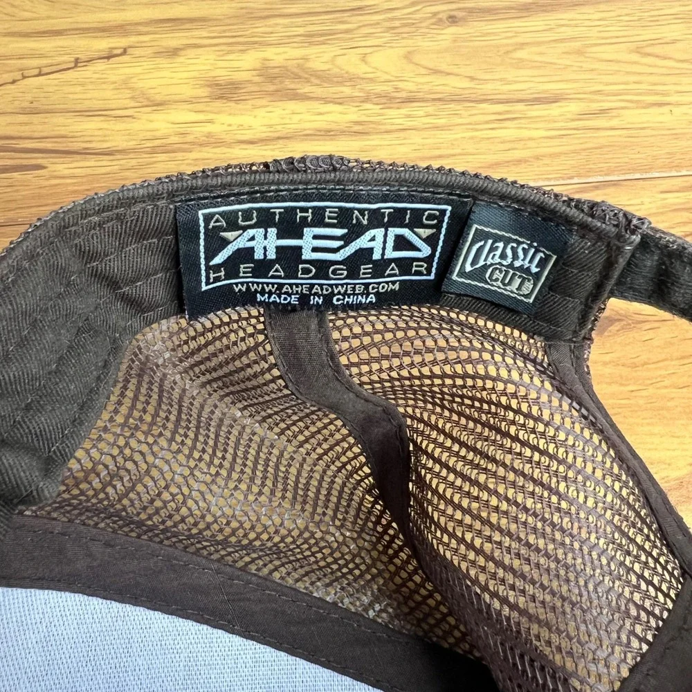 AHEAD Kentucky Derby 143 Cap Hat Distressed Mesh Brown Trucker Snapback